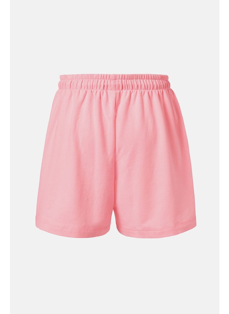 Women Plain Drawstring Shorts, Light Pink