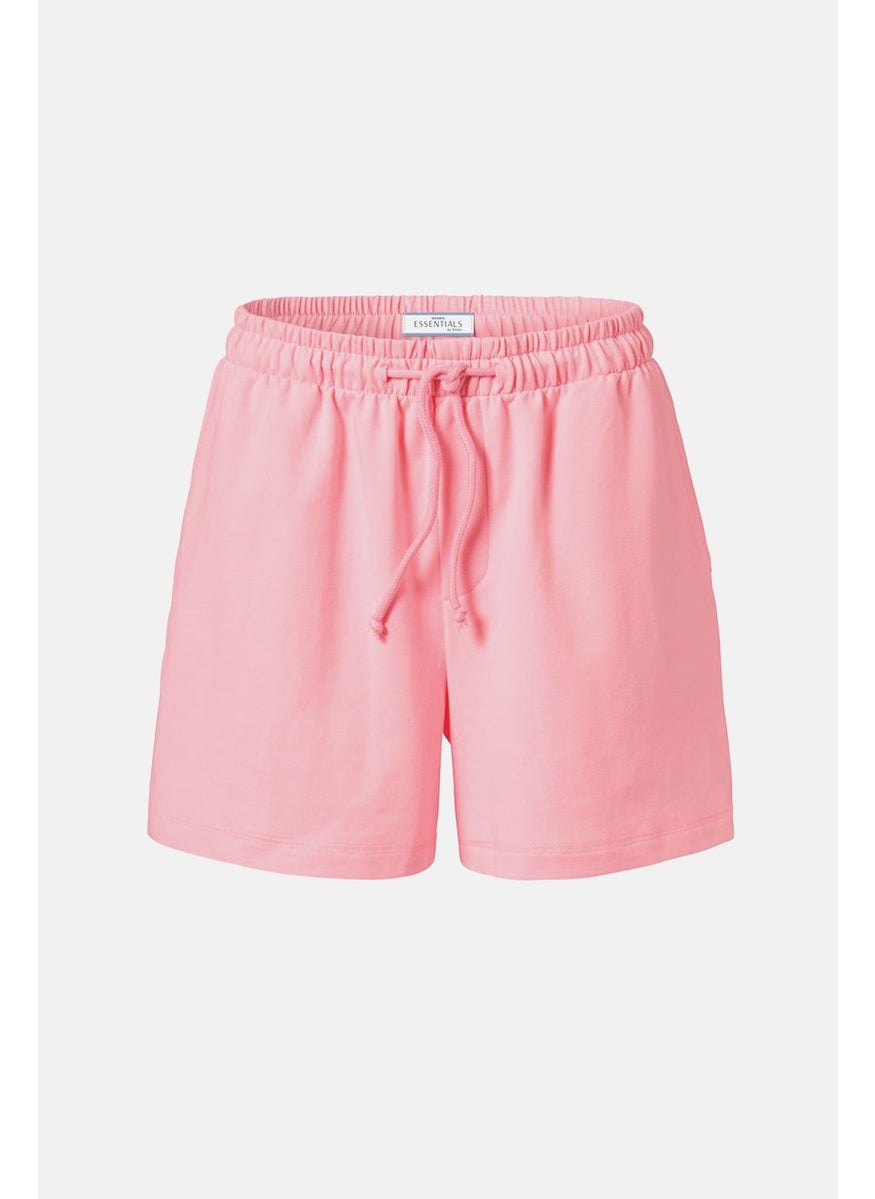 Women Plain Drawstring Shorts, Light Pink