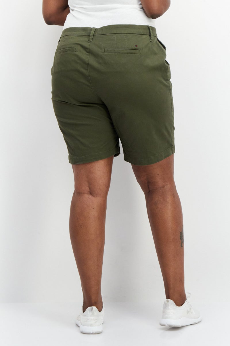 Women Plus Size Solid Basic Shorts, Olive