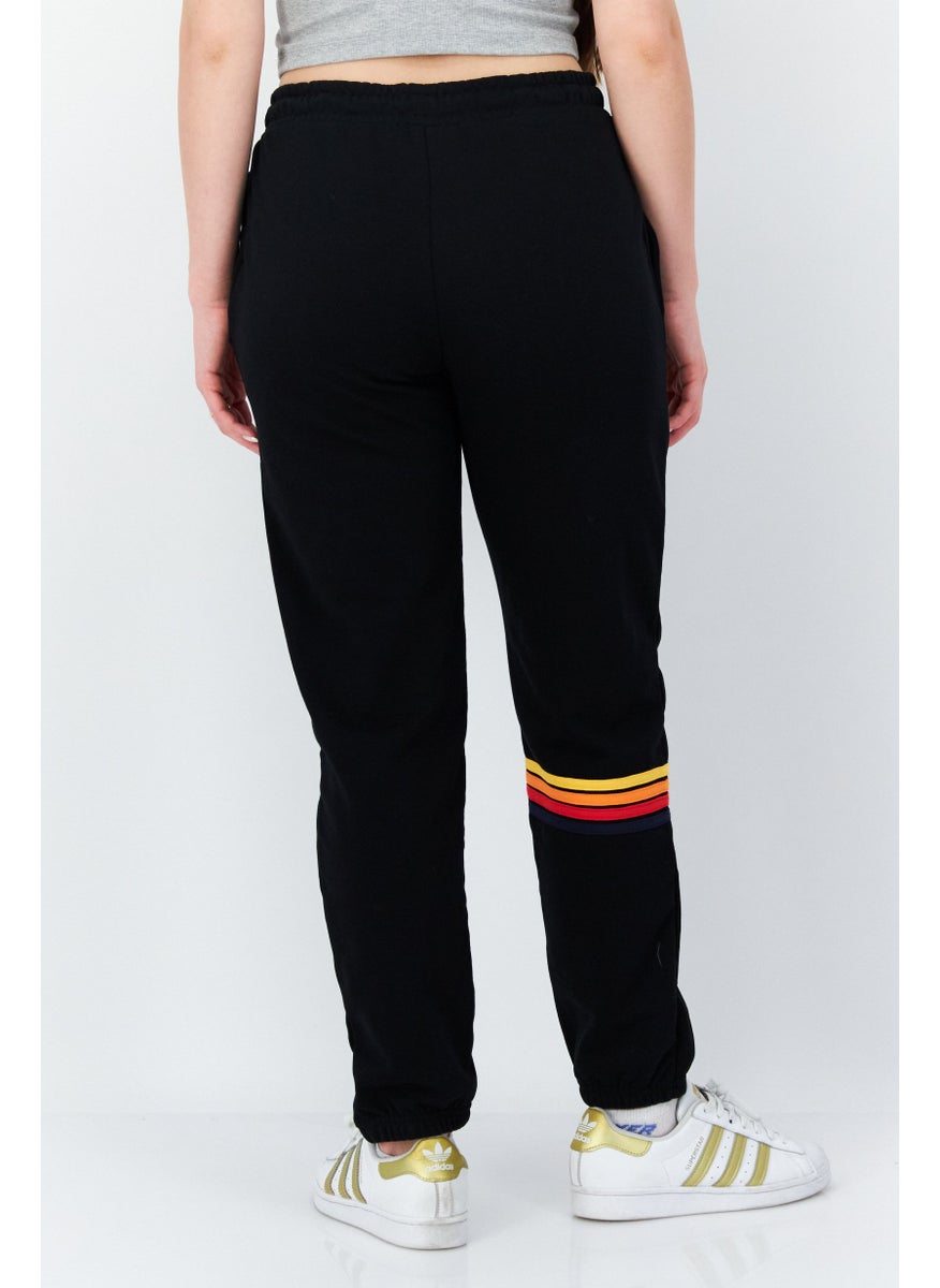 Women Regular Fit Embroidered Logo Sweatpants, Black