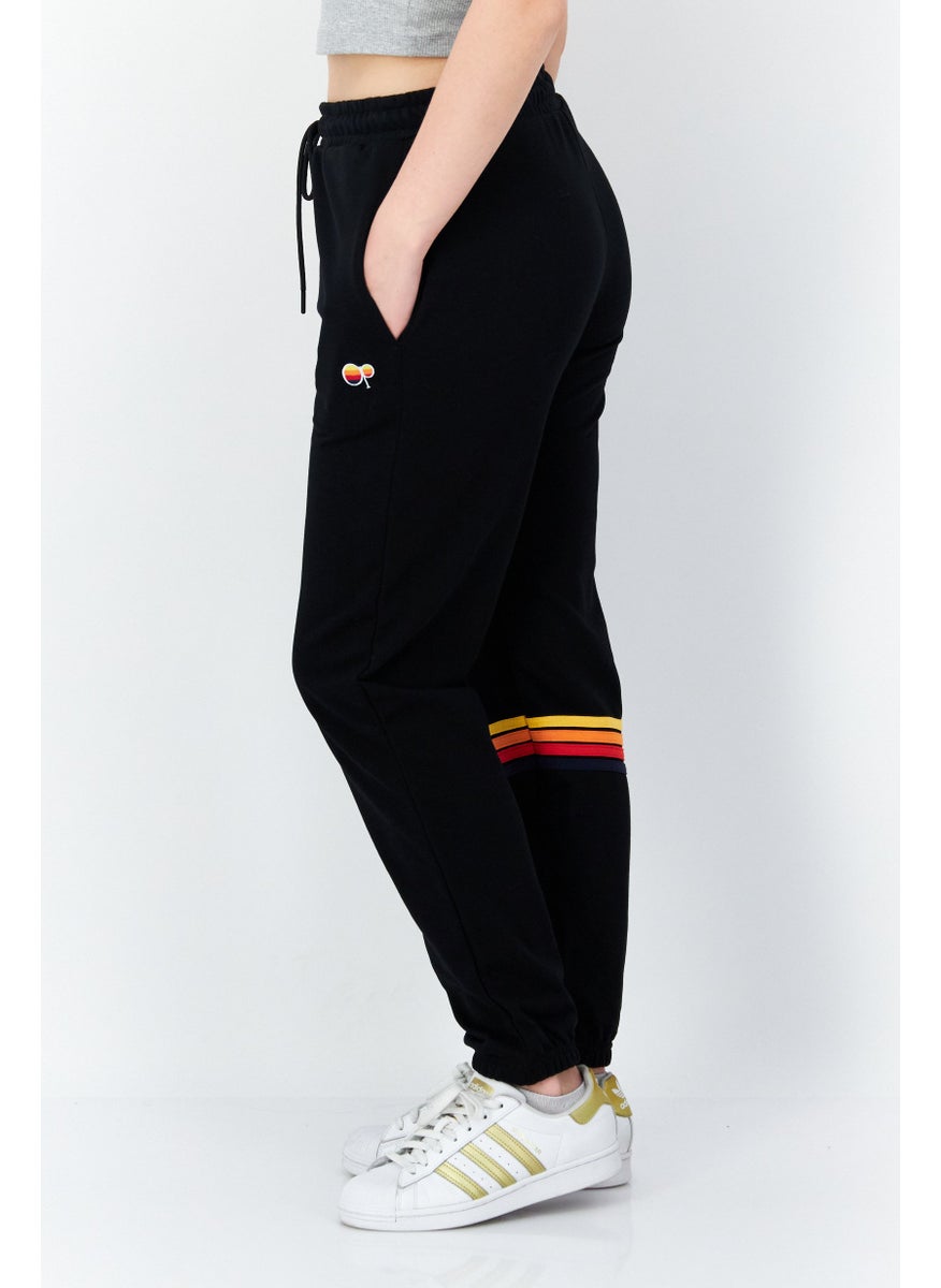 Women Regular Fit Embroidered Logo Sweatpants, Black