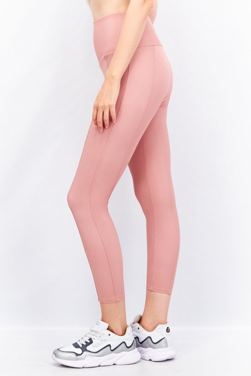 Women Textured Leggings, Mauve Pink