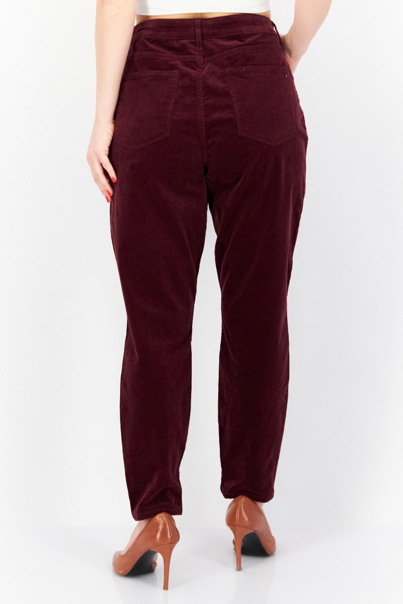 Women Skinny Fit High Rise Pants, Maroon