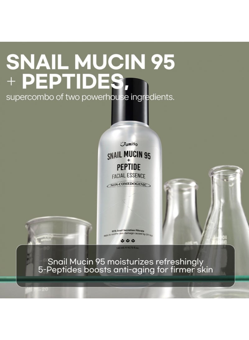 Snail Mucin 95% + Peptide Facial Essence 140ml | Hydrating and Rejuvenating Skincare with Snail Extract and Peptides for Youthful, Glowing Skin