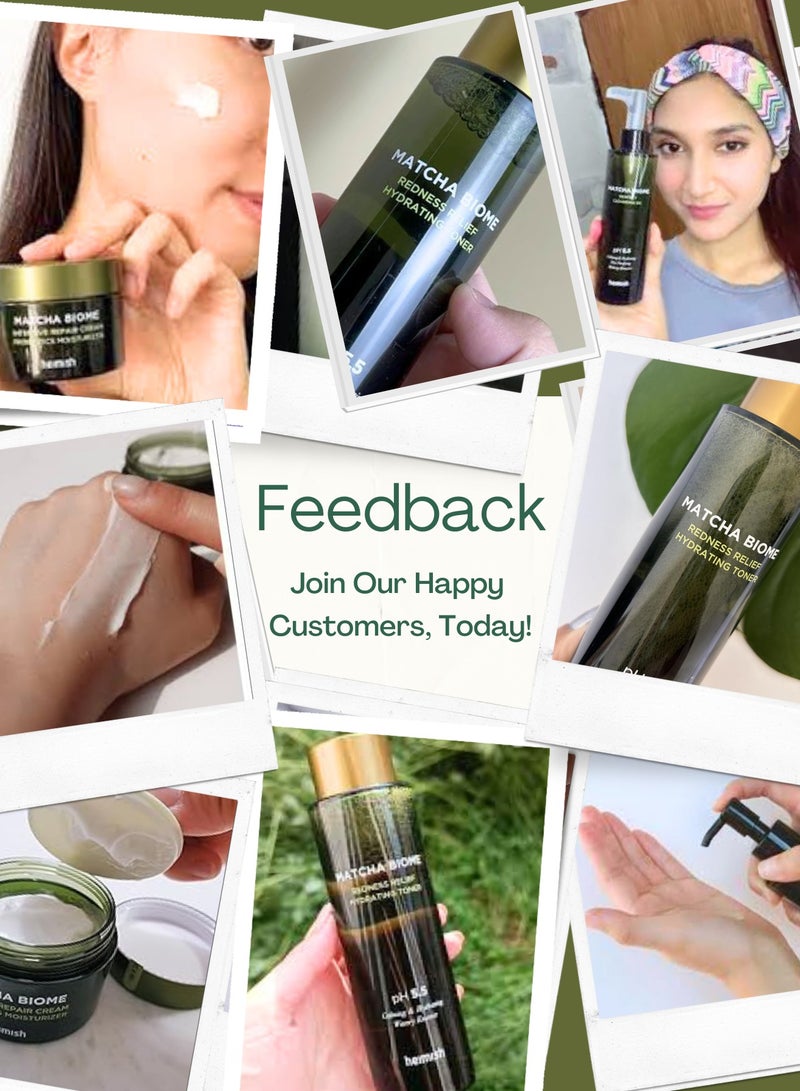 Heimish Matcha Biome Ultimate Skin Soothing Set: Cleansing Oil, Redness Relief Toner, Intensive Repair Cream & Face Scrubber