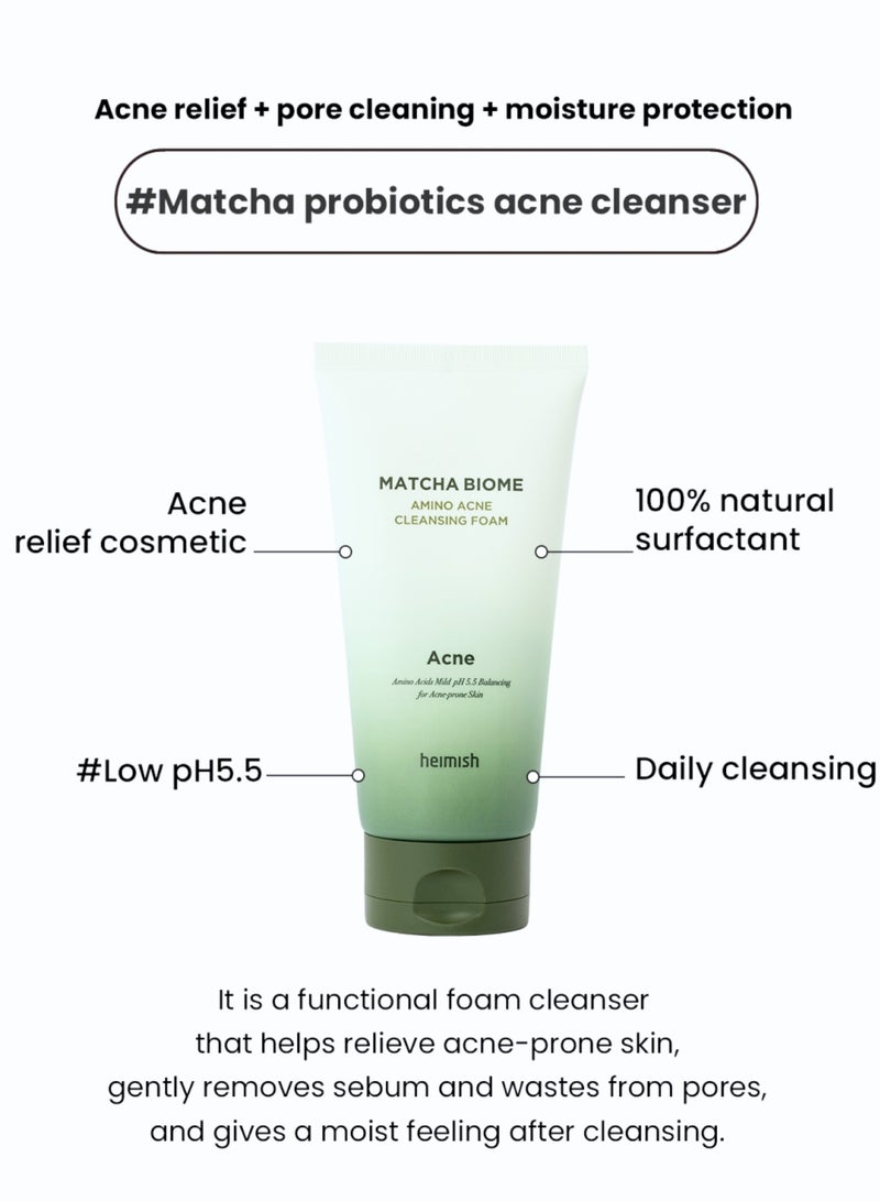 Heimish Matcha Biome Complete Skincare Set: Cleansing Oil, Acne Cleansing Foam, Hydrating Toner, Intensive Repair Cream & Face Scrubber