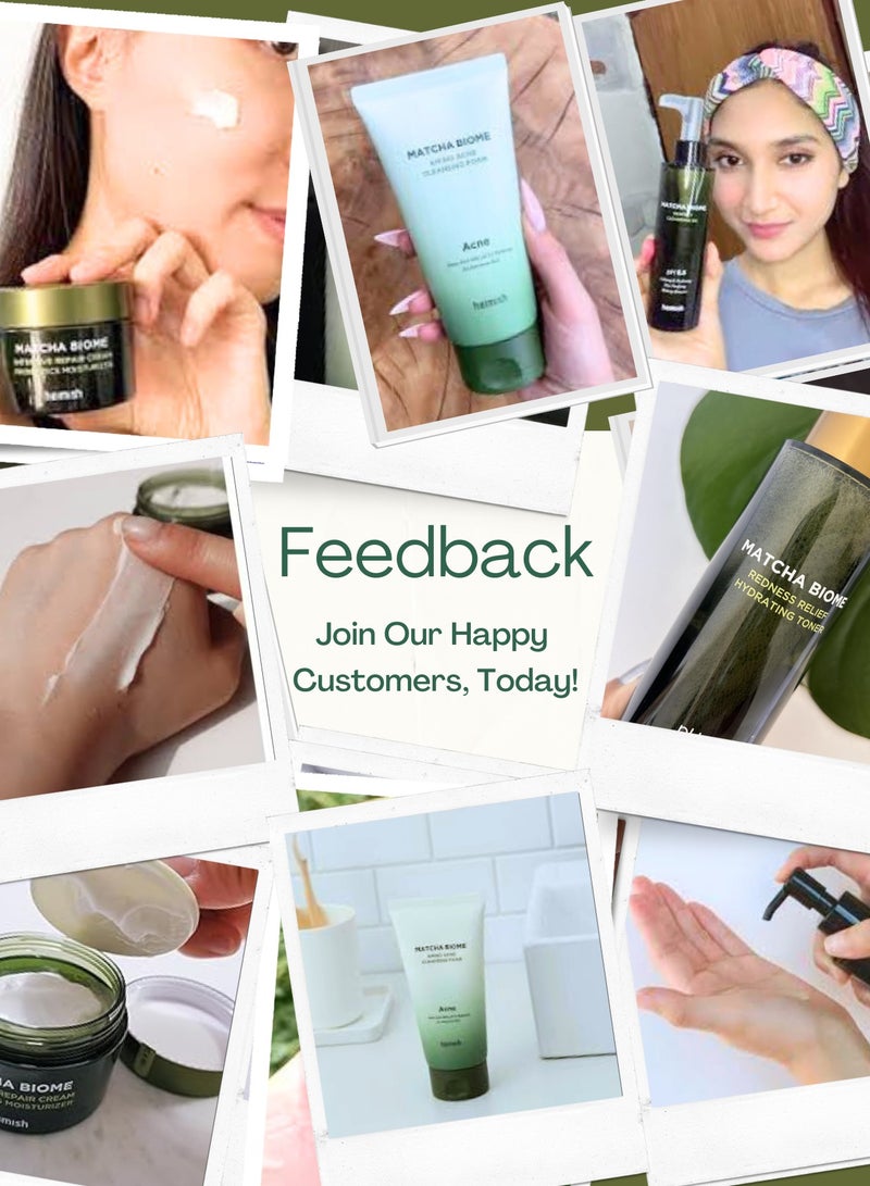 Heimish Matcha Biome Complete Skincare Set: Cleansing Oil, Acne Cleansing Foam, Hydrating Toner, Intensive Repair Cream & Face Scrubber