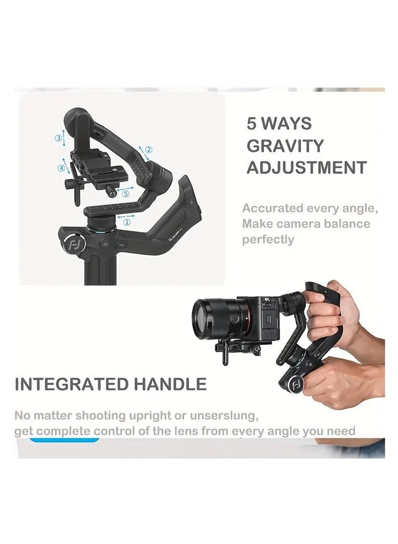 FeiyuTech Scorp Mini 3-Axis All In One Gimbal Stabilizer For Mirrorless Camera With Short Lens, Compact Cameras, Action Camera Gopro, 54-88mm Width IPhone 15 Pro, 1.3