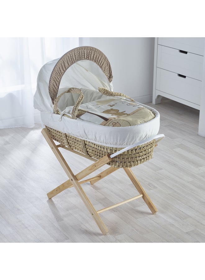 Tiny Ted Palm Moses Basket With Folding Stand