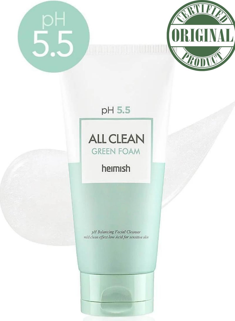 Heimish All Clean Green Foam - 150g | Refreshing Facial Cleanser | Daily Cleansing, Sebum Control, Skin Soothing, Deep Cleansing