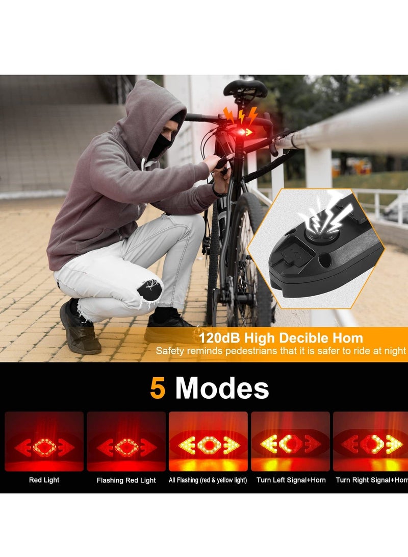 Bike Tail Light, Remote Control Turn Signal led, USB Rechargeable Rear Light Cycling Safety Warning Bike Lights For All Mountain Road Bicycle Indicators