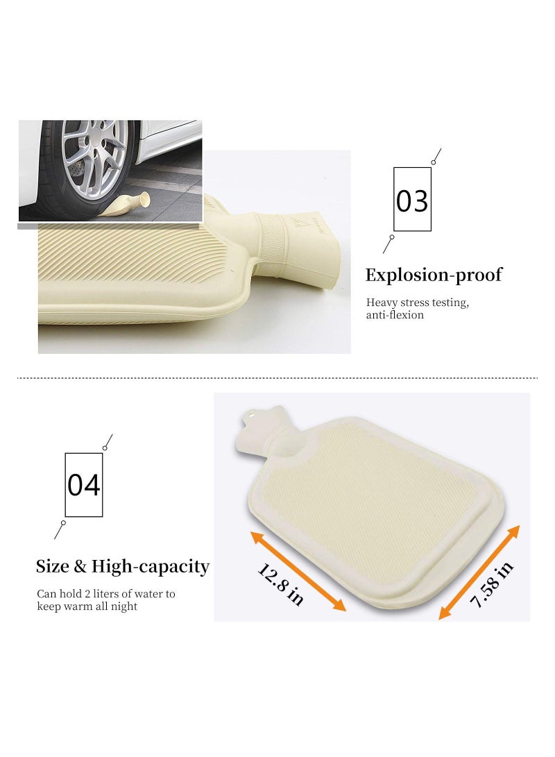 2 Pack 2L Hot Water Bottles with Cozy Washable Covers for Neck Shoulder Back Pain Relief