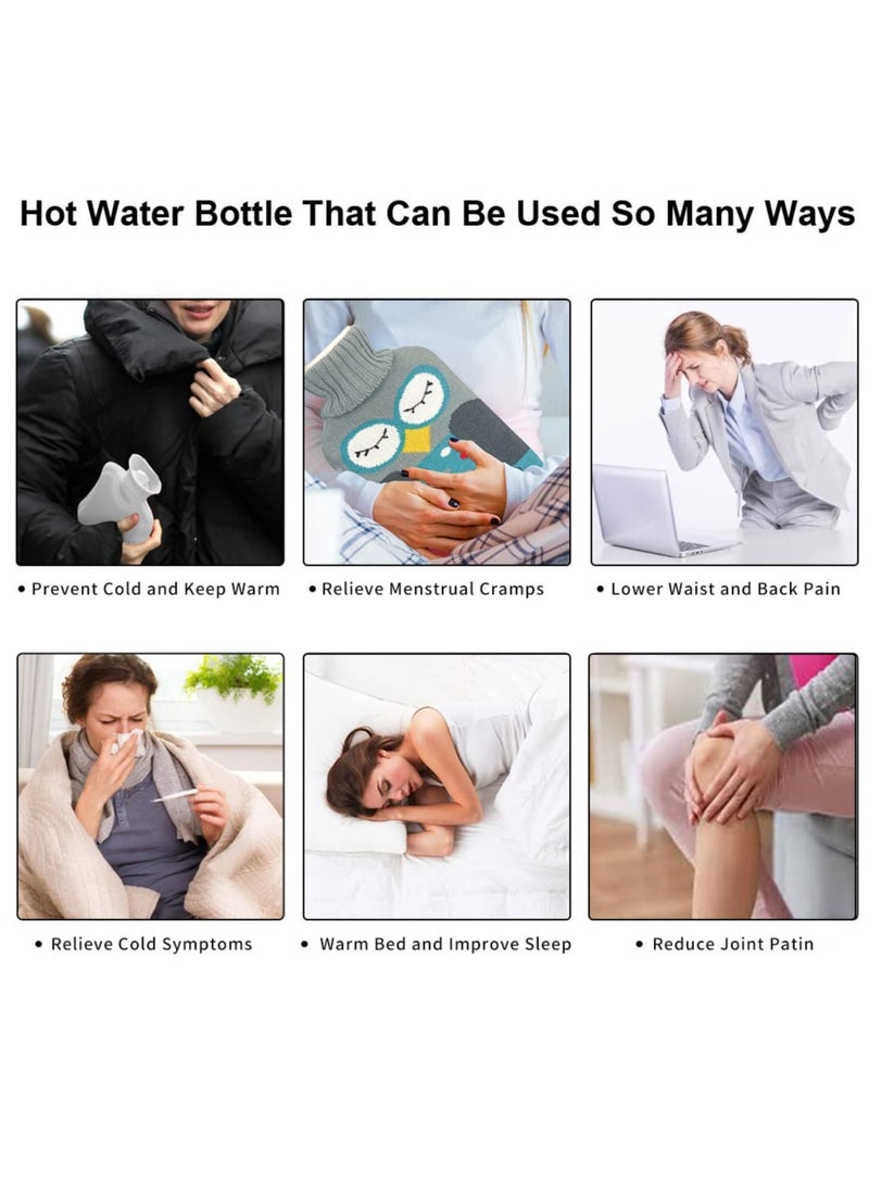 2 Pack 2L Hot Water Bottles with Cozy Washable Covers for Neck Shoulder Back Pain Relief