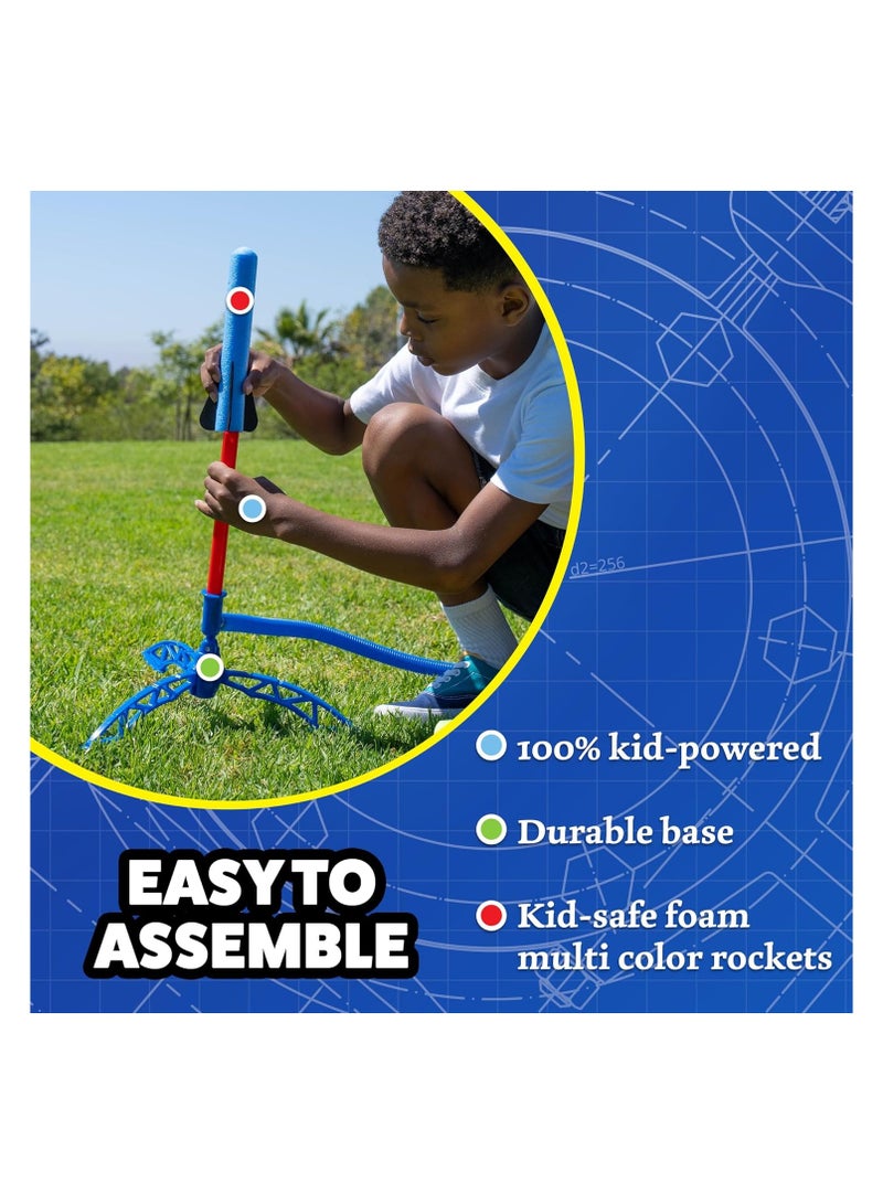 Stomp Rocket Jr Multi-Color Rocket Launcher for Kids, 8 Rockets-Fun Outdoor Kids Gifts for Boys & Girls - STEM Toy Foam Blaster Set Soars Up to 100 feet