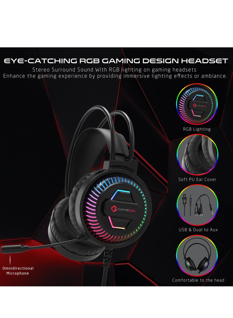 CYPHER XL All In One Gaming Bundle Keyboard Headset Mouse And Mousepad RGB Backlit USB Connectivity For Gamers Black