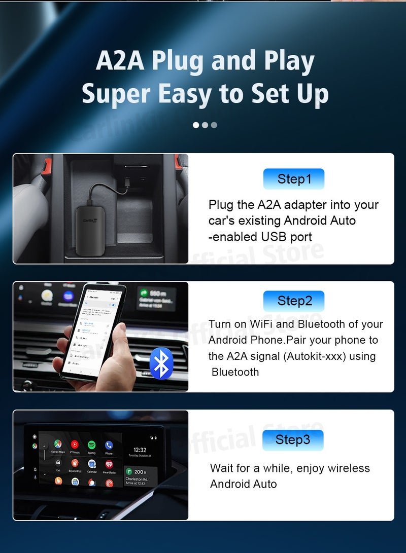 CarlinKit A2A Wireless Android Auto Dongle Wireless adapter Google assistant Map For 98% Cari With Wireless Android Auto 5.8Ghz WiFi Quick Automatic connection For Ford Kia Hyundai Toyota Kia video