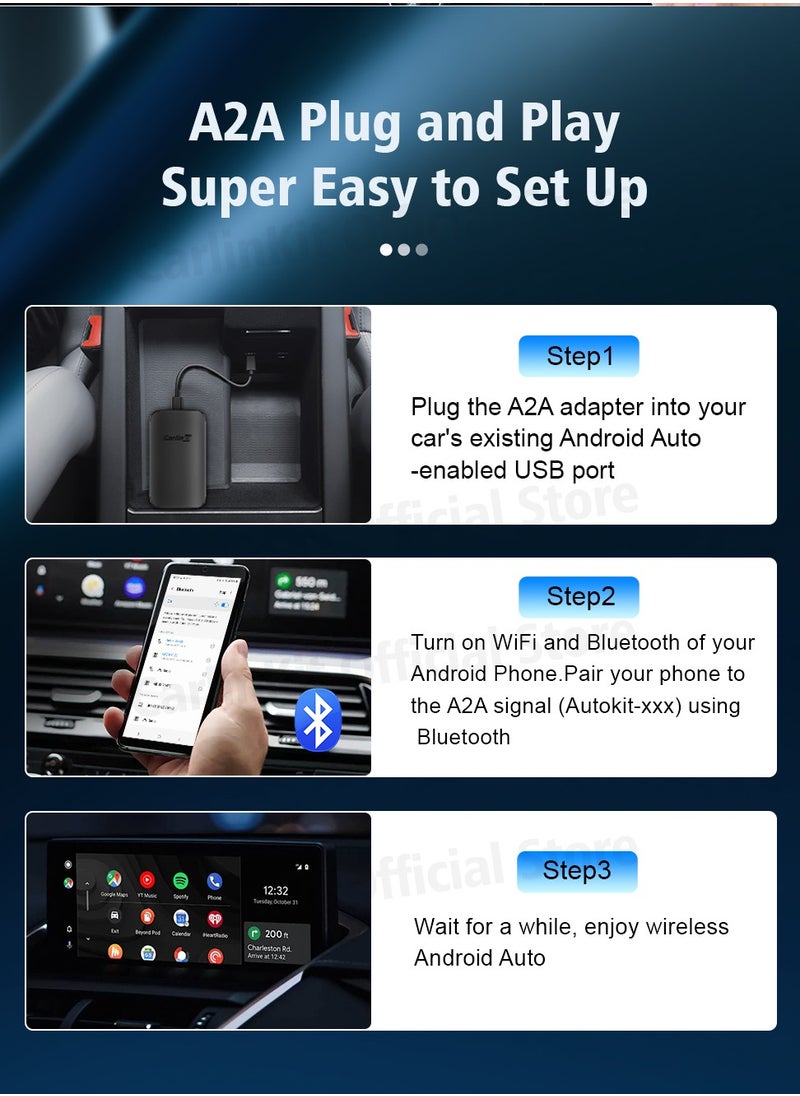 CarlinKit A2A Wireless Android Auto Dongle Wireless adapter Google assistant Map For 98% Car With Wireless Android Auto 5.8Ghz WiFi Quick Automatic connection FOTA Upgrade