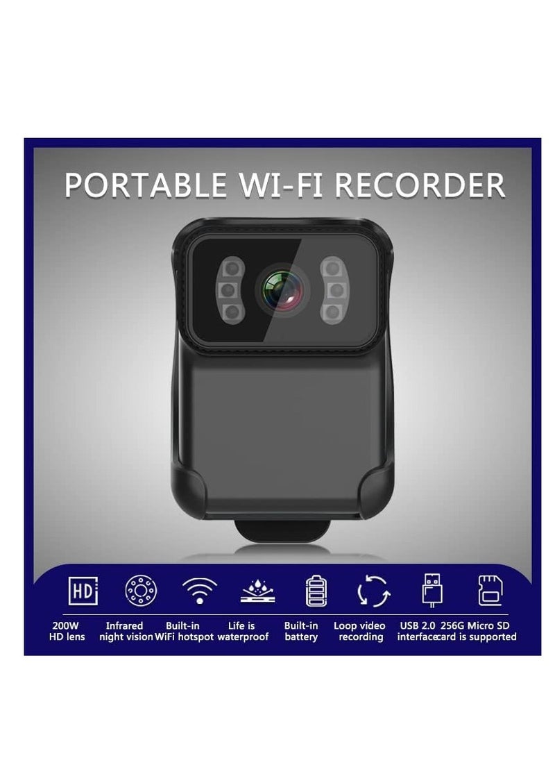 Police Body Cam with Night Vision and Audio Recording - Law Enforcement and Security Guard Device with 64G Memory - Wearable Mini WIFI Body Camera Recorder