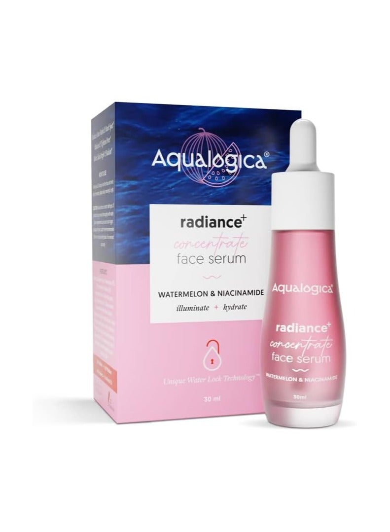 Aqualogica Radiance+ Concentrate Niacinamide Face Serum with Watermelon for Men and Women Radiant Look -For Glowing, Oily and Dry Skin -30ml