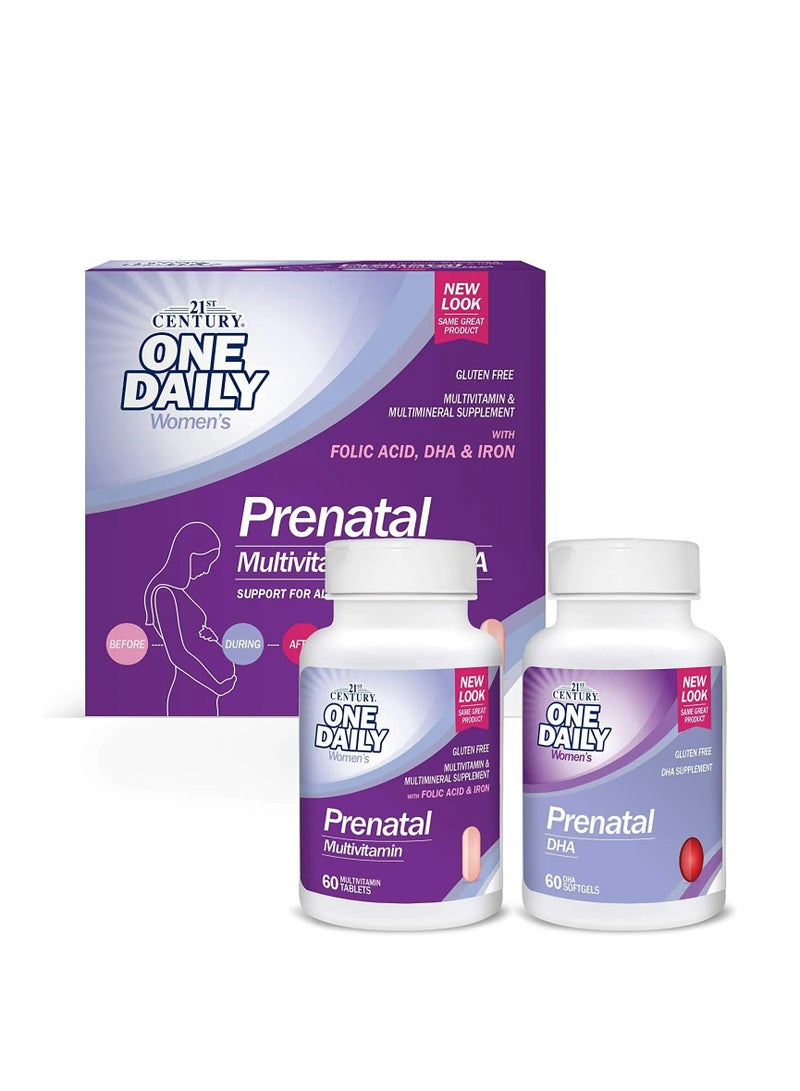 Prenatal Multivitamin Plus DHA Support For All Stages Of Pregnancy With Folic Acid DHA And Iron 60 Table Plus 60 Softgel