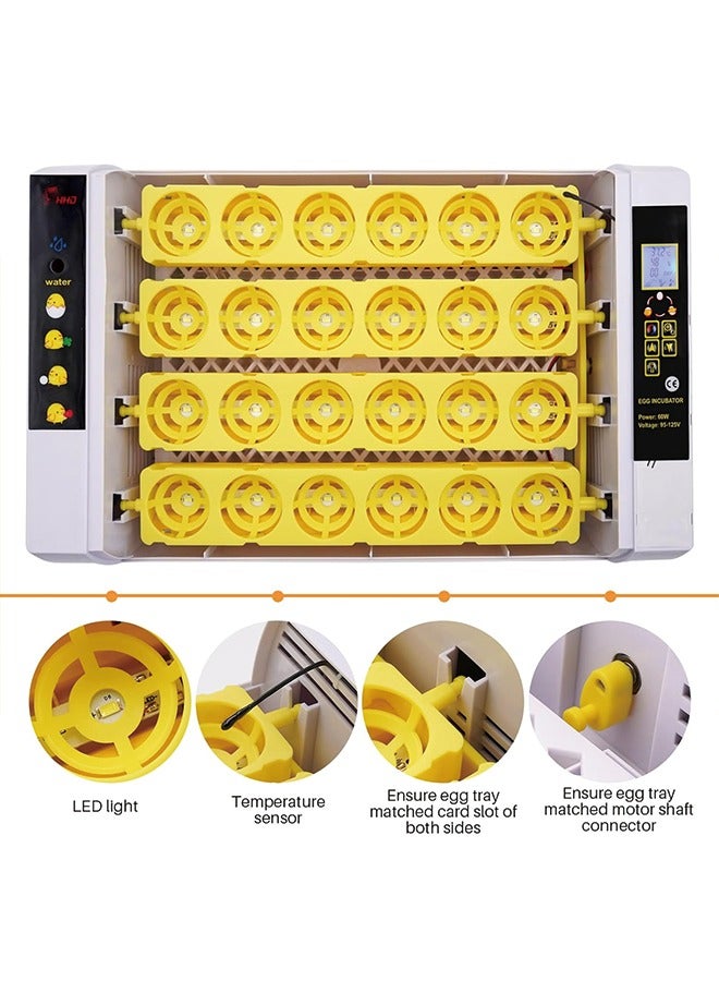 24 Eggs Incubators for Hatching Eggs Digital Poultry Hatcher Machine with Automatic Turner, LED Candler, Turning & Temperature Control for Chicken Duck Bird Quail