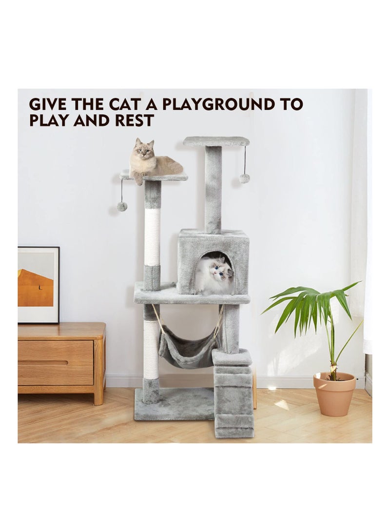 Cat Climbing Tree Cat Climbing Shelf Cat Condo With Sisal Scratching Post Activity With Cat House Hammock Sisal Posts Ladder And Rest Place For Indoor Cat 120x49x39 Cm
