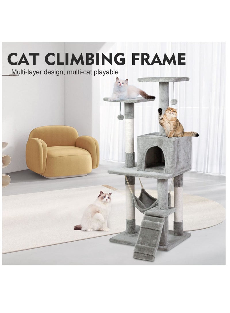 Cat Climbing Tree Cat Climbing Shelf Cat Condo With Sisal Scratching Post Activity With Cat House Hammock Sisal Posts Ladder And Rest Place For Indoor Cat 120x49x39 Cm