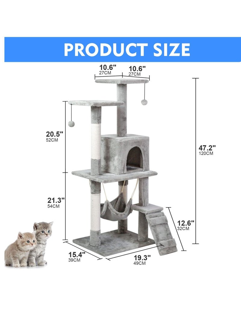Cat Climbing Tree Cat Climbing Shelf Cat Condo With Sisal Scratching Post Activity With Cat House Hammock Sisal Posts Ladder And Rest Place For Indoor Cat 120x49x39 Cm