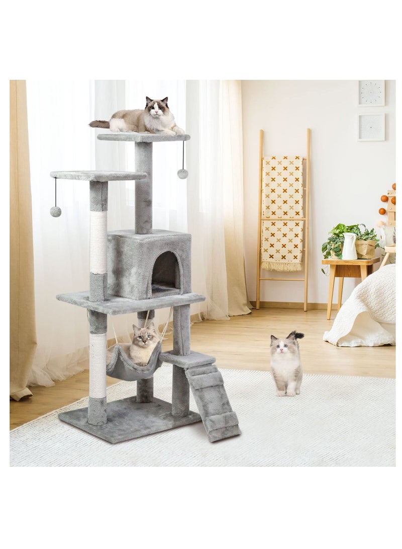Cat Climbing Tree Cat Climbing Shelf Cat Condo With Sisal Scratching Post Activity With Cat House Hammock Sisal Posts Ladder And Rest Place For Indoor Cat 120x49x39 Cm