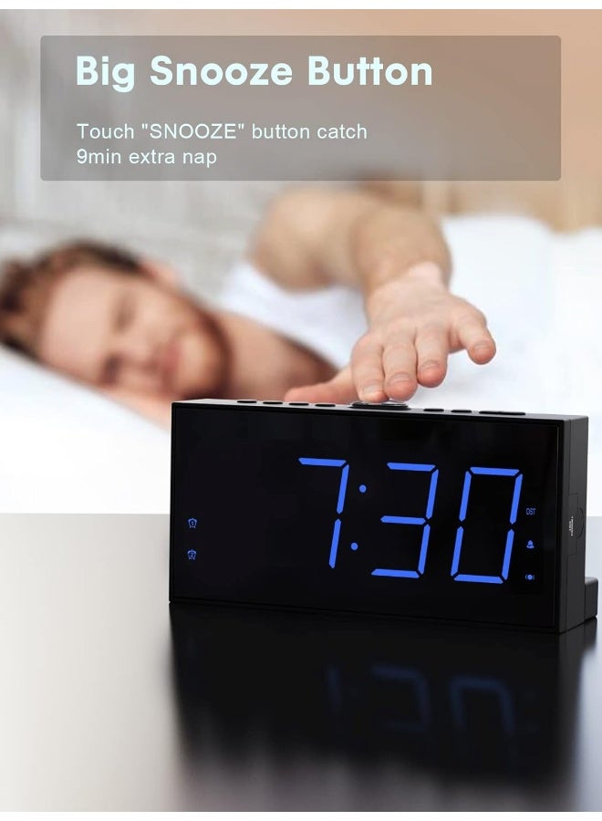 Vibrating Alarm Clock, Extra Loud Alarm Clock With Bed Shaker For Heavy Sleepers, Hearing Impaired, Dual Alarm Clock With Usb Charger, Battery Backup, 7.5