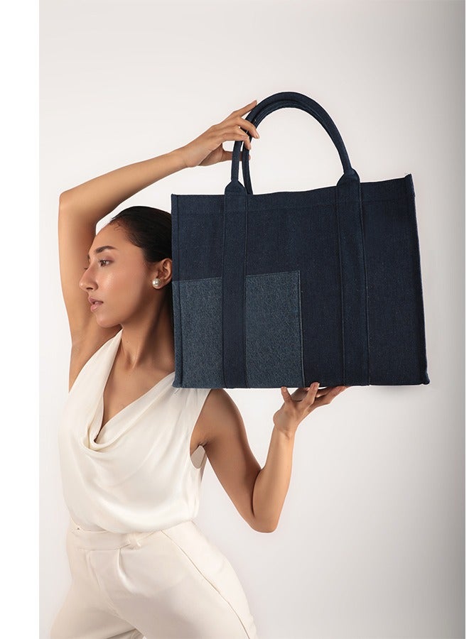 Azure Box Tote Bag Denim