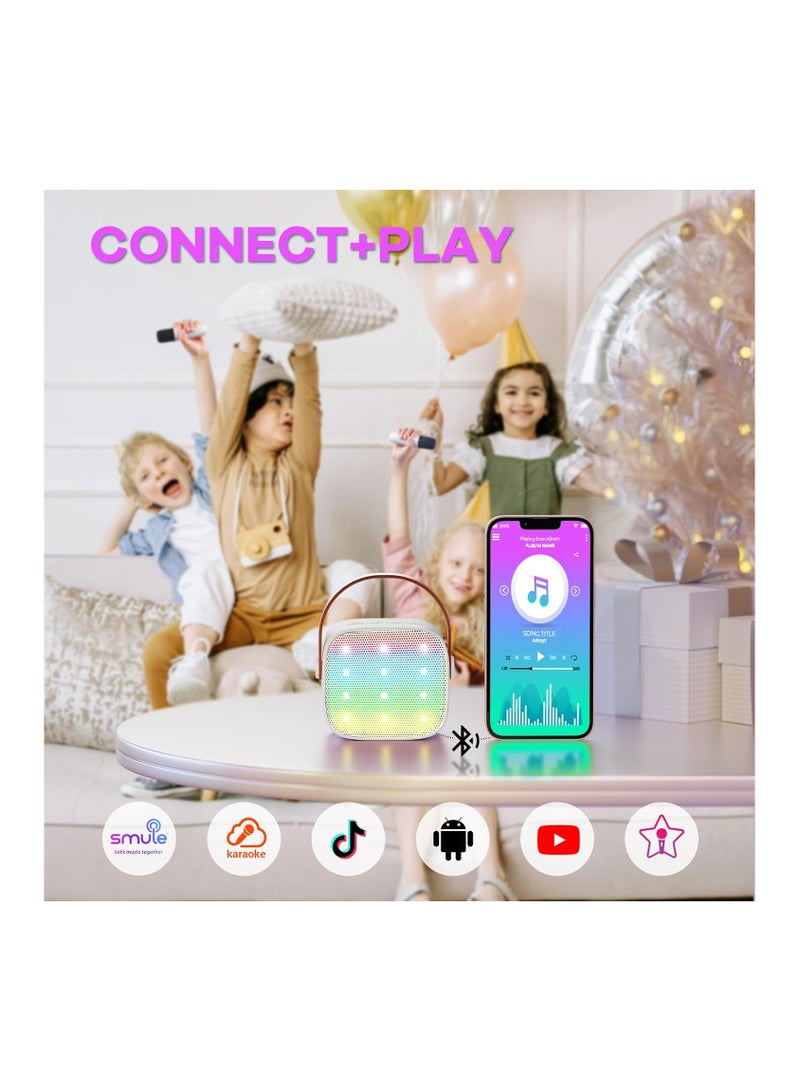 Mini Karaoke Machine for Kids & Adults - Portable Bluetooth Speaker with Dual Wireless Microphones, Perfect Birthday Gift for Girls Ages 4 and Up, Toddlers, and Teens - Multicolor