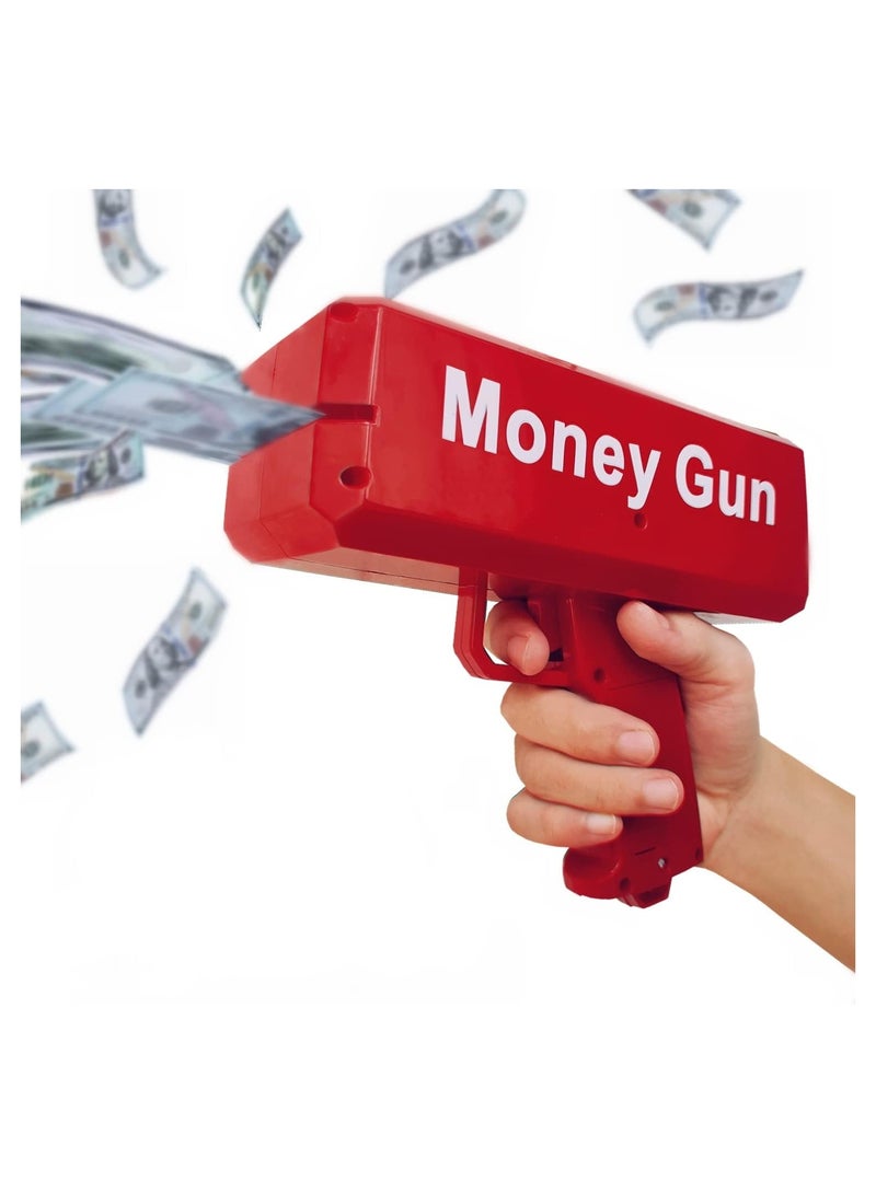 Red Money Gun Shooter, Toy Guns That Look Real, Prop Gun Cash Cannon for Game Movies Party Supplies with Play Money Dollar Bills