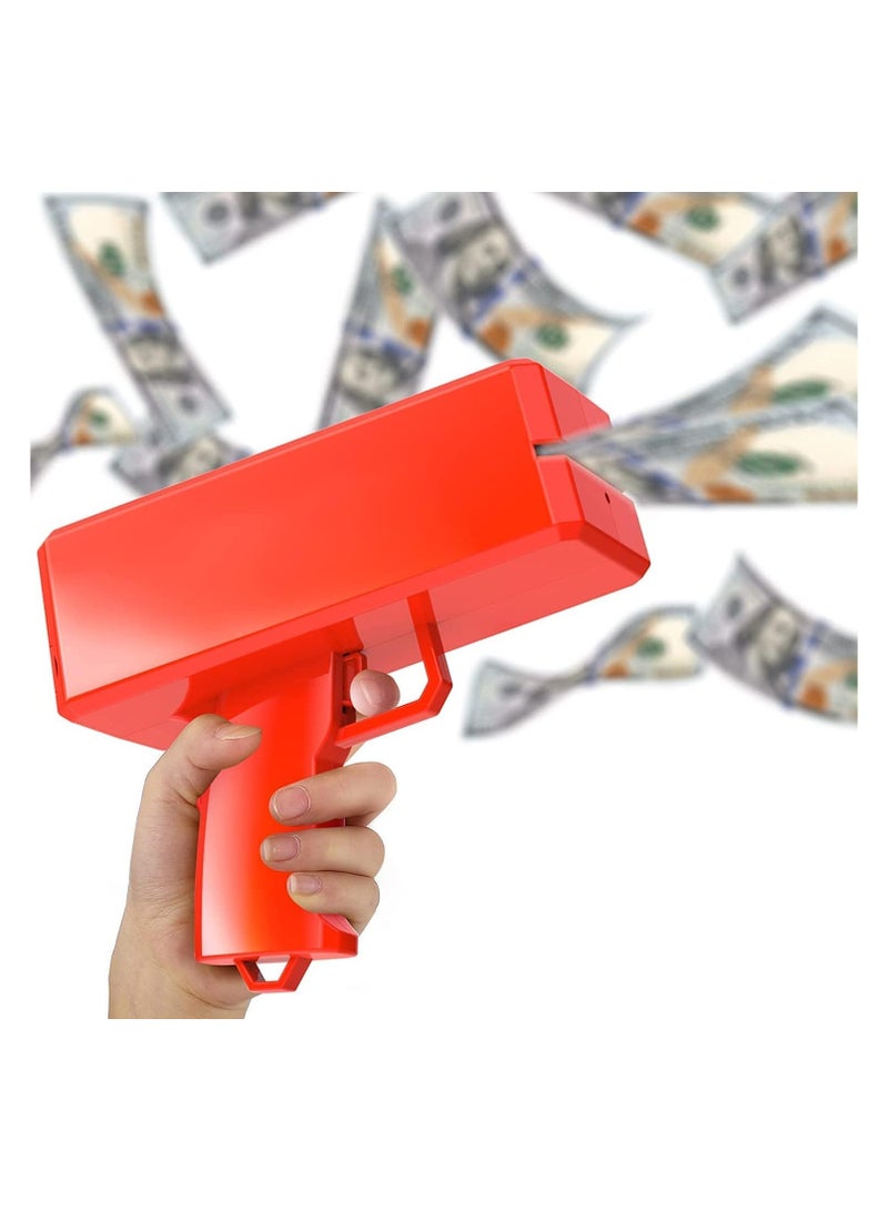 Red Money Gun Shooter, Toy Guns That Look Real, Prop Gun Cash Cannon for Game Movies Party Supplies with Play Money Dollar Bills