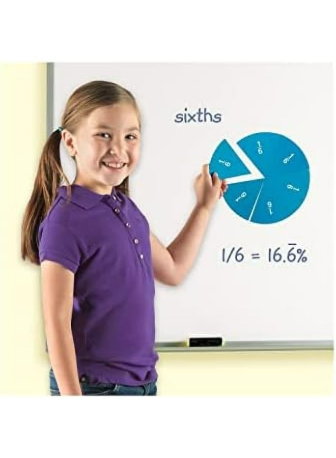 Learning Resources Double-Sided Magnetic Demonstration Rainbow Fraction Circles, Visualize Fractions And Percentages, Ideal For Whiteboard Demonstrations, Includes 9 Magnetic Circles And Activity Guide, For Ages 6+