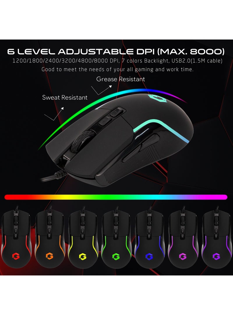 VIPER XI Gaming Mechanical Keyboard Mouse And Mouse Pad Headset, All In One Gaming Bundle Black