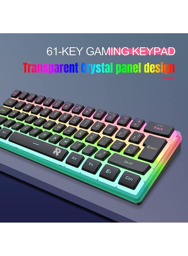 Rock Pow 60% Hotswap Mechanical Feeling Gaming Keyboard with PBT Pudding Keycaps,RGB Backlit Wired USB Optical Switches Keyboards Full Keys Programmable for Windows MAC PC Gamers Gateron Optical Blue