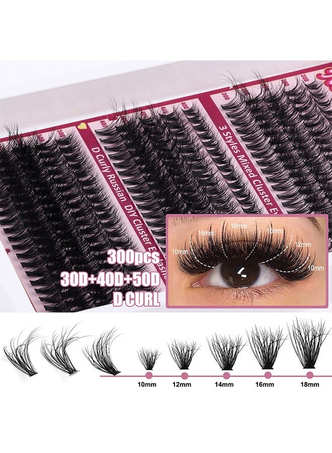 Segmented False Eyelash Set 300 Clusters, 30d 40d 50d Mix Lash Clusters, Eyelash Extension Kit, Enlarge Eyes Naturally, Curl Eyelash, Diy Eyelashes