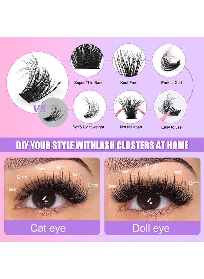 Segmented False Eyelash Set 300 Clusters, 30d 40d 50d Mix Lash Clusters, Eyelash Extension Kit, Enlarge Eyes Naturally, Curl Eyelash, Diy Eyelashes