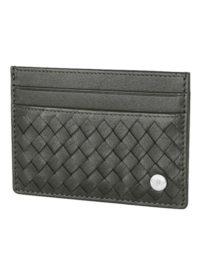 Solid Design Mens Leather Card Holder Wallet Weaved Grey