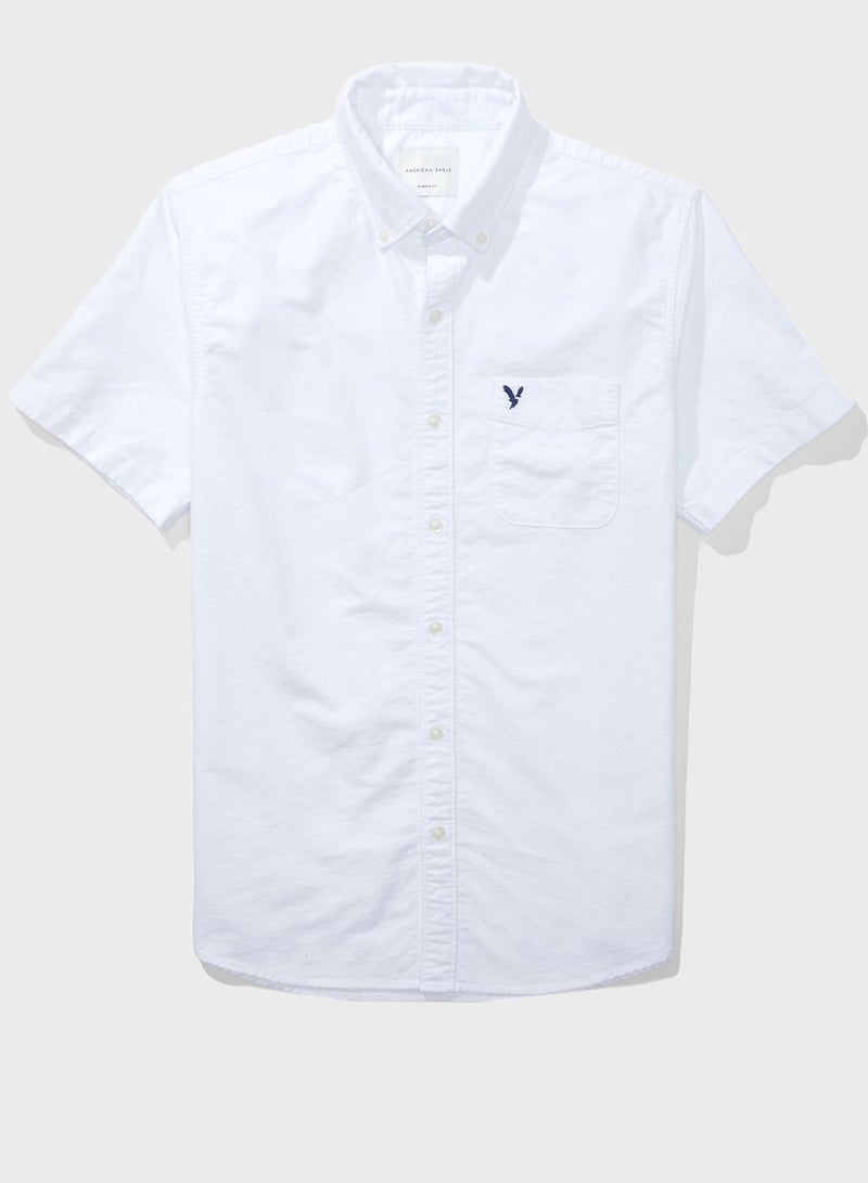 Oxford Short Sleeves Slim Fit Shirt White