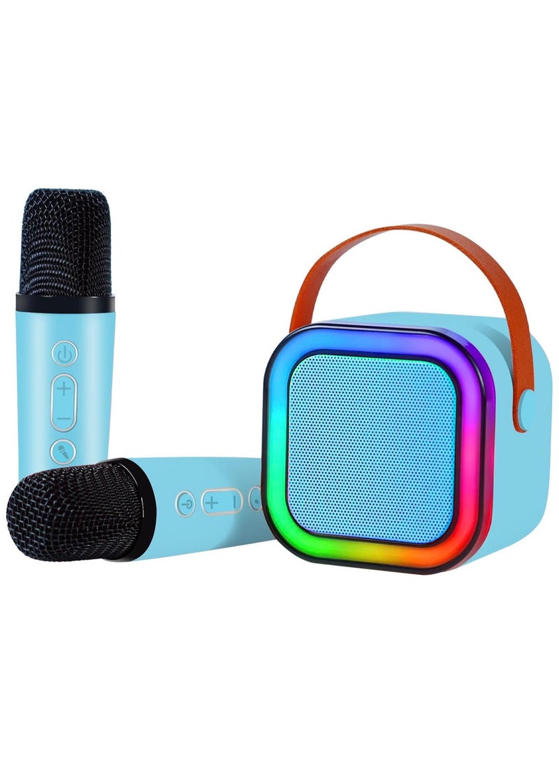 Karaoke Machine for Adults and Kids, Portable Karaoke Machine with 2 Wireless Bluetooth Microphones Best Birthday Gift Meetings, Parties with Carrying Handle/Echo/Vocal Cut - Multicolor