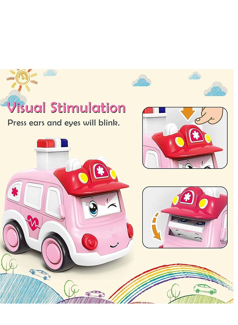 4PCS Pull Back Cars Toys are suitable for three-year-old children, Toddler Toy Wind Up Cars，Friction Powered Press Vehicles Infant Birthday Gift for boys and girls.