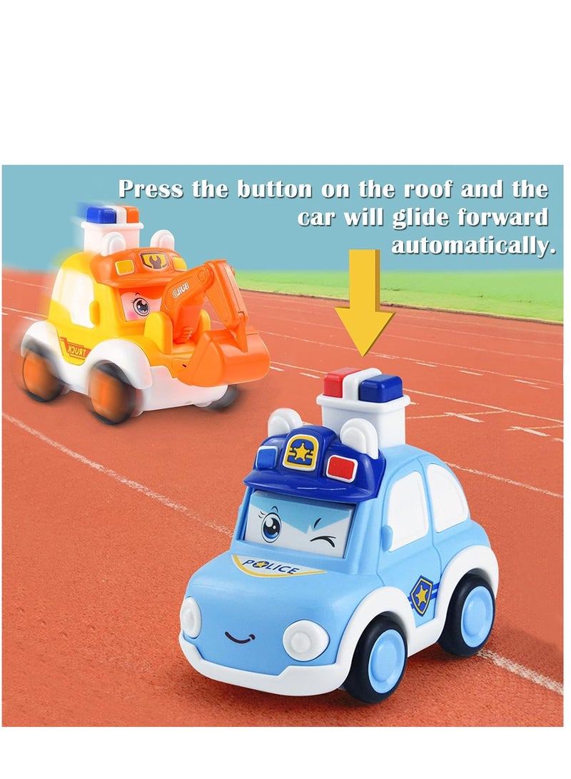 4PCS Pull Back Cars Toys are suitable for three-year-old children, Toddler Toy Wind Up Cars，Friction Powered Press Vehicles Infant Birthday Gift for boys and girls.