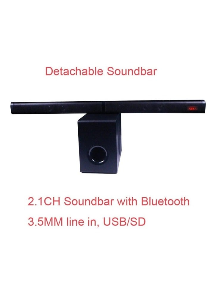 Sound Bar 2.1CH Bluetooth TV Speaker with Subwoofer Optical USB TF Virtual 3D Surround  Home Theater System for TV