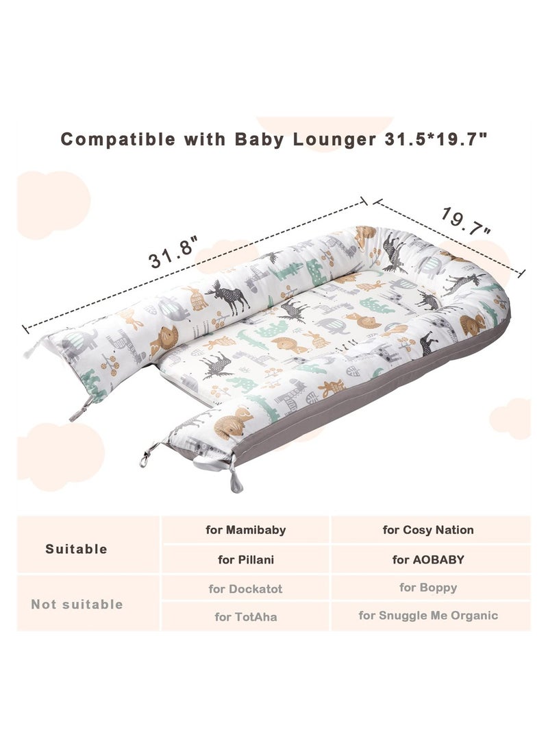 Baby Nest Cover, Baby Lounger, 100% Organic Cotton Replacement Cover, Portable & Lightweight for Traveling, Perfect for Newborn Nest Pod, Infant Lounger Mattress Protector