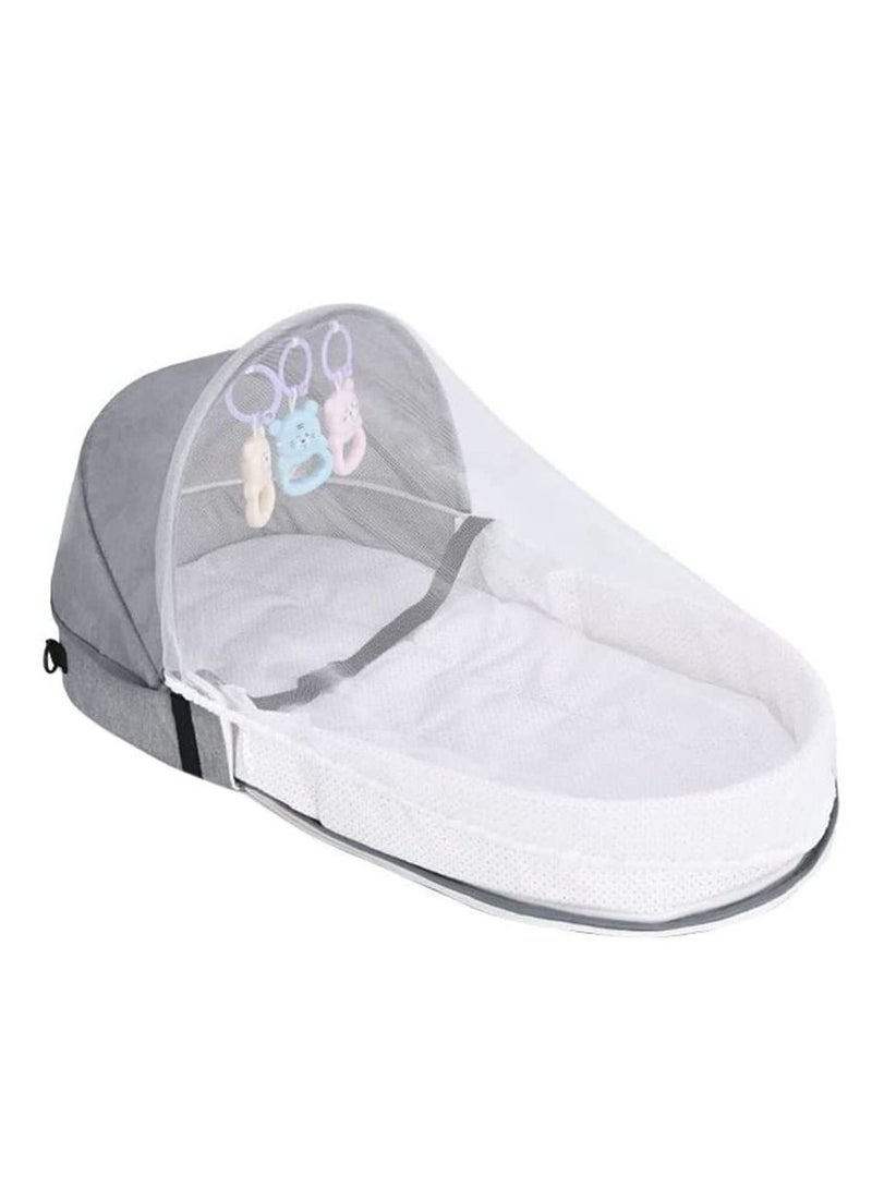 Baby Crib Cradle, Travel Cot Portable Baby Bed Travel Bassinet Foldable Infant Crib Baby Cots, Adjustable Canopy Bedside Baby Crib 3 in 1 Folding Baby Bassinet with Mosquito Net