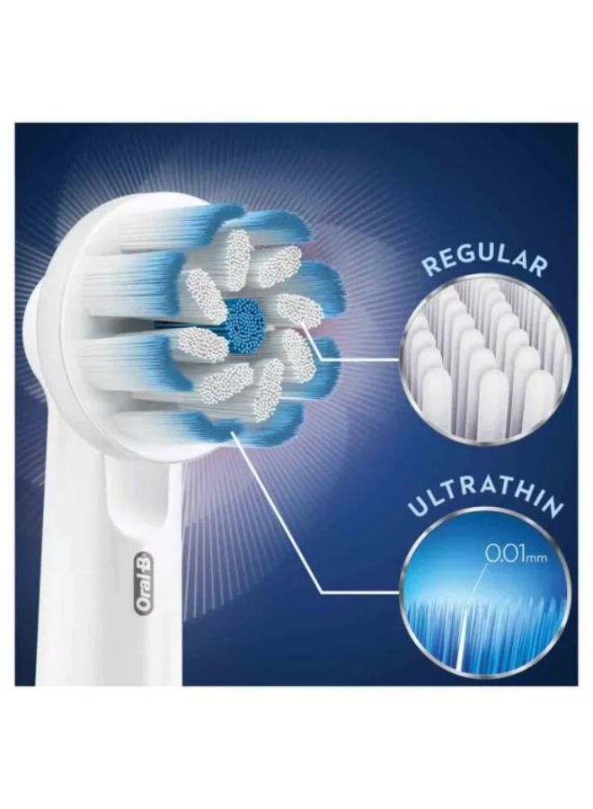 Oral-B Sensitive Clean Electric Toothbrush Head with Clean & Care Technology, Extra Soft Bristles for Gentle Plaque Removal, Pack of 4, White