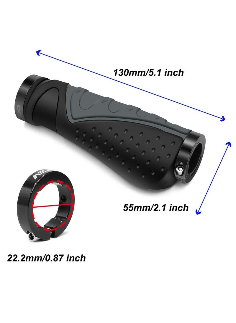 Bike Handlebar Grips, Aluminium Screw Double Lock Universal Bike Grips, Ergonomic Non-Slip Rubber Mountain Bike Handlebar Grips 22.2 mm Universal MTB Grips for Scooters, BMX, Road Mountain