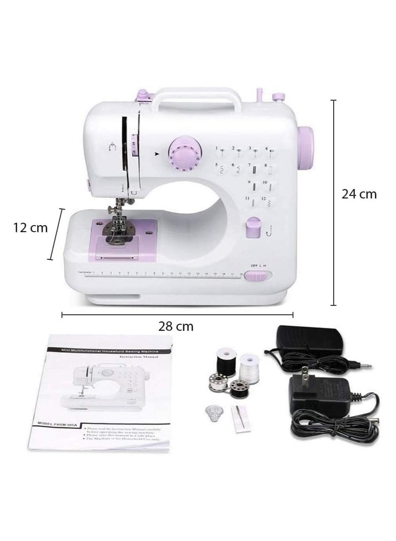 Mini Sewing Portable Sewing Machine, Built-in Stitches Small Sewing Machine Double Threads and Two Speed Multi-function Mending Machine with Foot Pedal - Multicolor